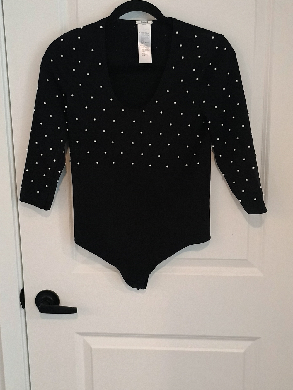 Wolford Black Pearl-Studded Kids One-Piece Bodysuit